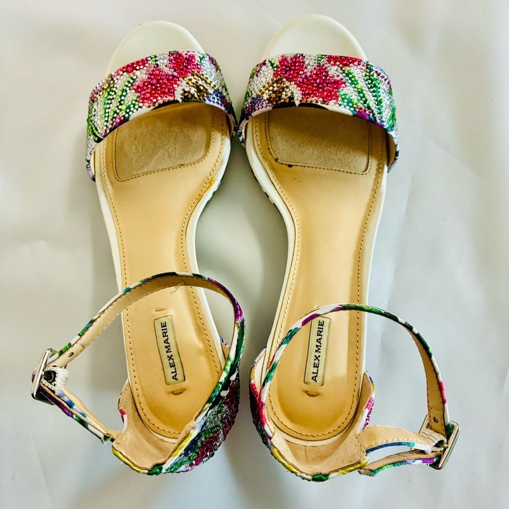 Alex Marie Mairithree Wedge Cloud Ankle Strap Sandals Embellished US 8M Colorful - Picture 7 of 8